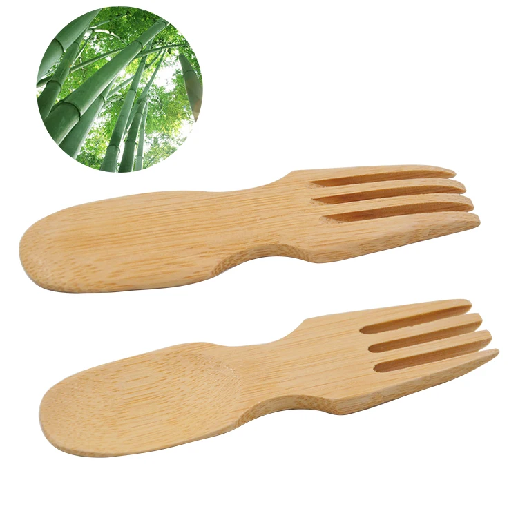 

Reusable Bamboo spork spoon fork set 2 in 1 custom logo 10cm