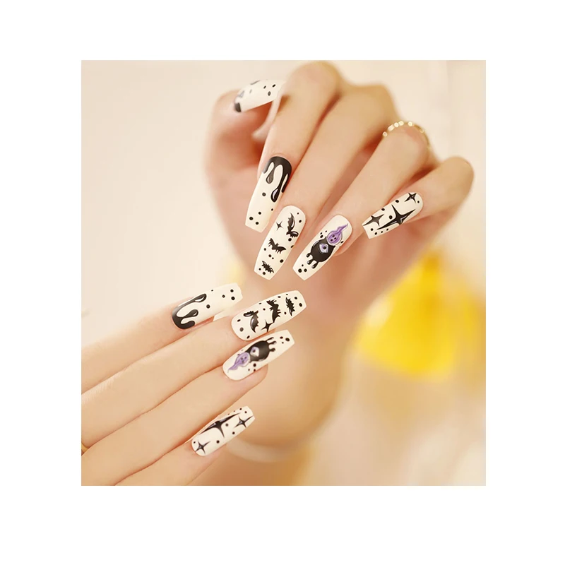 

Hp311 New product bats and skeletons spider web halloween nails for women diy decoration design full coverage press on nail