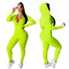 Guangzhou clothing two piece neon fitness jogging suits wholesale hoodie athletic wear