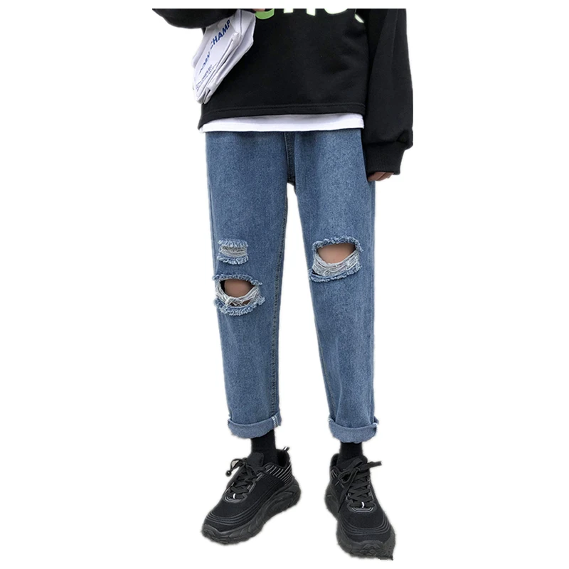 

baggy jeans pantsStretchable men''s Ripped Jeans Man jean pants