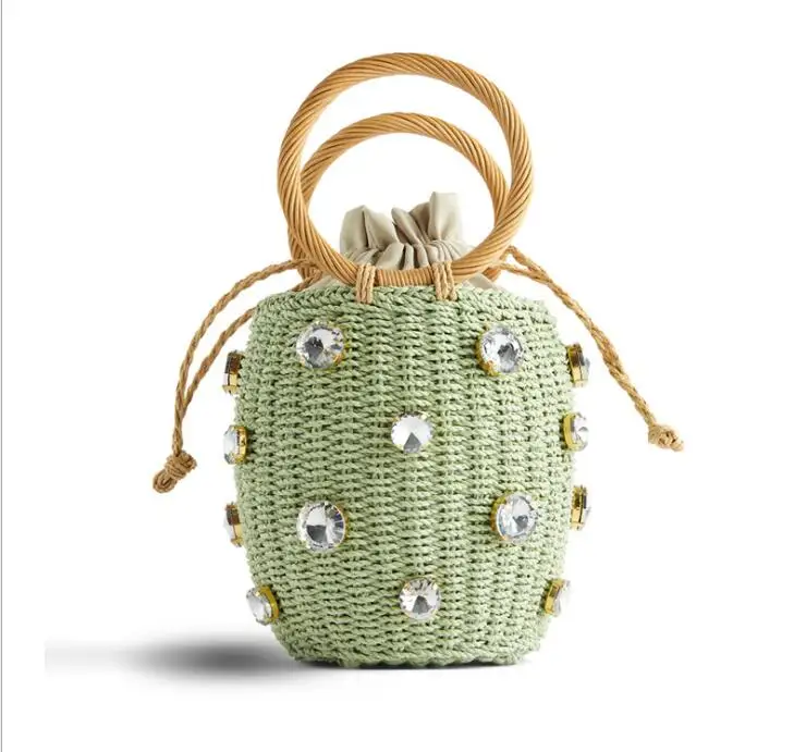 

New fashion hand woven basket straw round beach bags hand bag clutch bag wholesale
