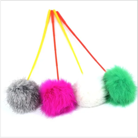 

Pet products rabbit fur balls tease cats stick cats toys wholesale