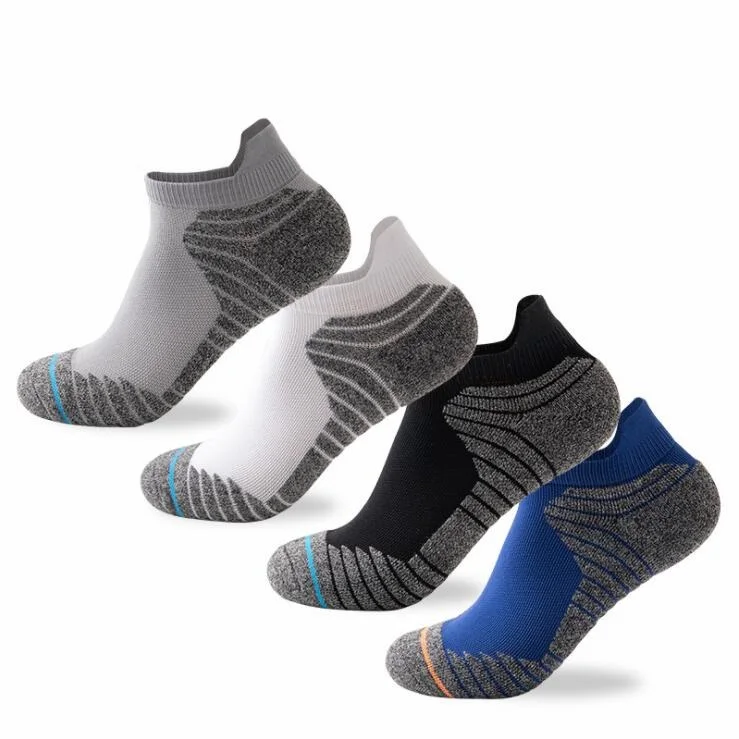 

Brand Logo Customized Terry Bottom Cushion Anti Blister Men Athletic Ankle Low Cut Running Socks Sports