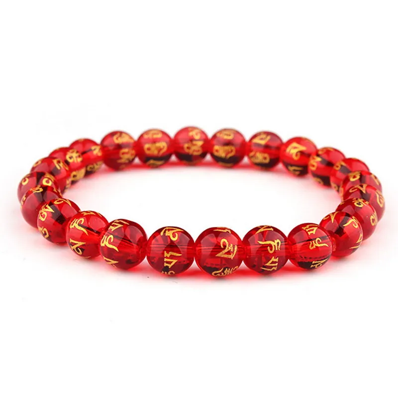 

Zooying nature red agate beads buddha mantras bead stretch bracelet, Customized