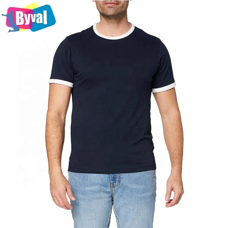 

Byval Men's Round Neck Slim Blank Plain Printing Short Sleeves Summer Wearing 100% Cotton Soft Wholesales Ringer Tees T Shirts