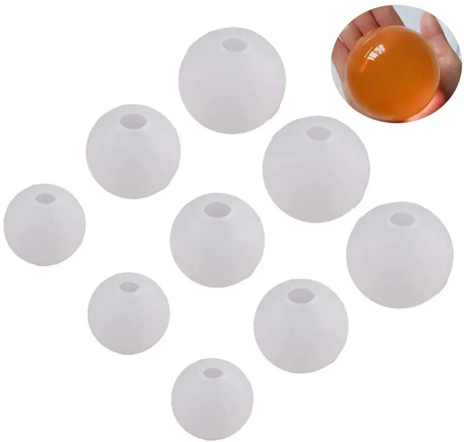 

9 Pcs Silicone Resin Molds Epoxy Resin Ball Molds Pendant Casting Molds for DIY Jewelry Decoration Making, White