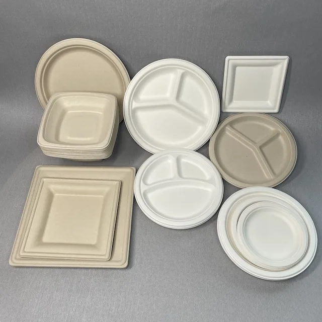 

Best selling Sugarcane Bagasse Pulp Tray bagasse pulp take away food container cup plates sugarcane wheat straw plate, Bleached;natural