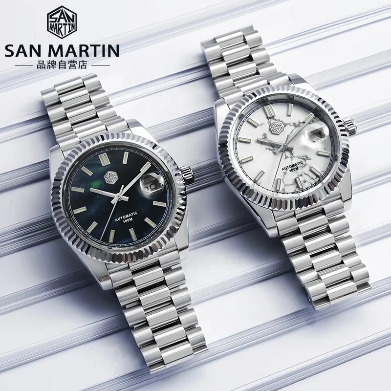 

Promotion free fedex ship san martin Luxury PT5000 316L stainless steel bgw9 Luminous diver 10atm Meteorite dial watch for sale