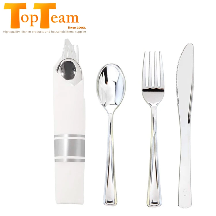 

Small shapes airline custom 15 people disposable cutlery set with dust free napkin