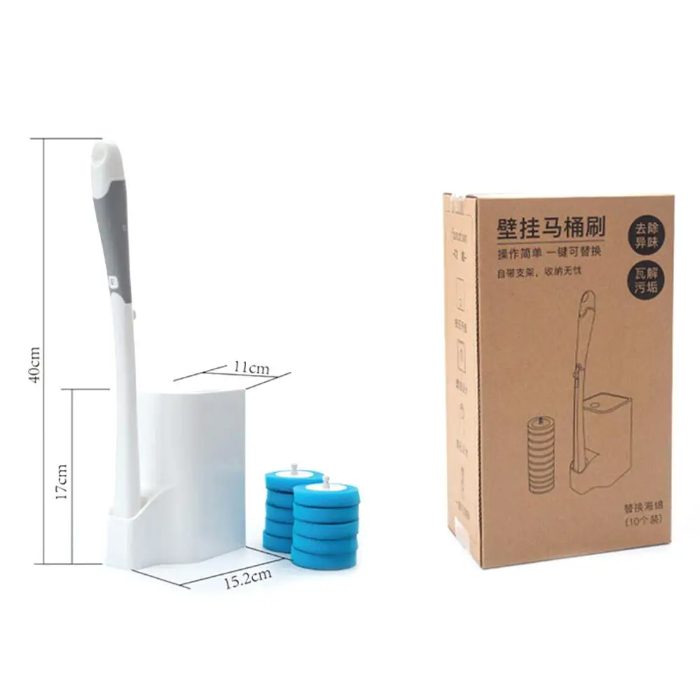

Toilet Cleaning Brush Set 10 Pcs Replaceable Wall-mount Holder Bathroom Toilet Cleaner Tool