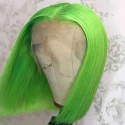 Glueless Frontal Lace Wigs Short Green Brazilian V