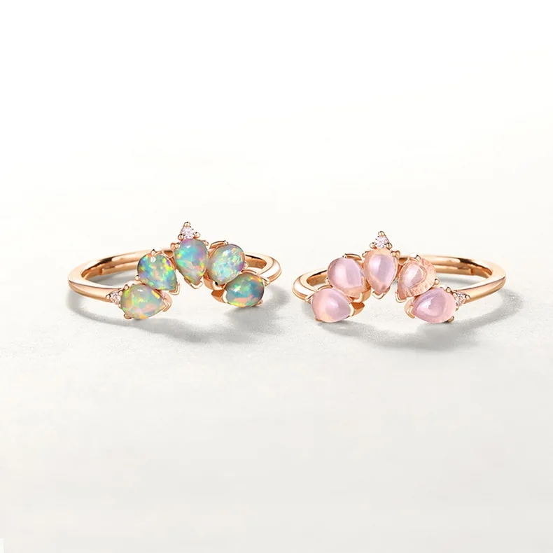 
Fashion 925 Sterling Silver Ring Stackable Artificial Opal Crown Rings Designs 
