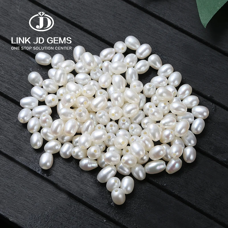 

JD Natural Freshwater Cultured Pearls Rice Beads Big Hole Loose Beads for Jewelry Making Charm Necklace Earring Accessories