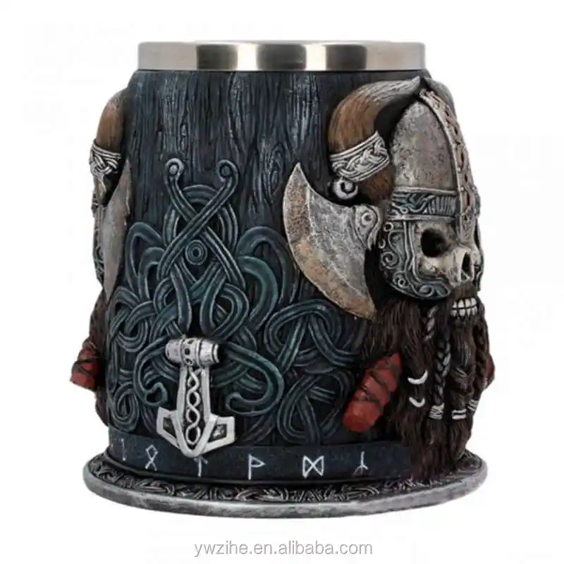 Skull Mug Cup Medieval Pirate Beer Mug Stainless Steel Jugs Heavy Metal 