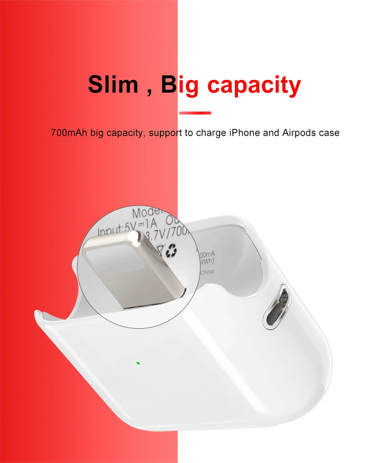 New gadget Mini power bank for airpods slim portable charging case for ipad series white color emergency charger 700mAh - ANKUX.COM