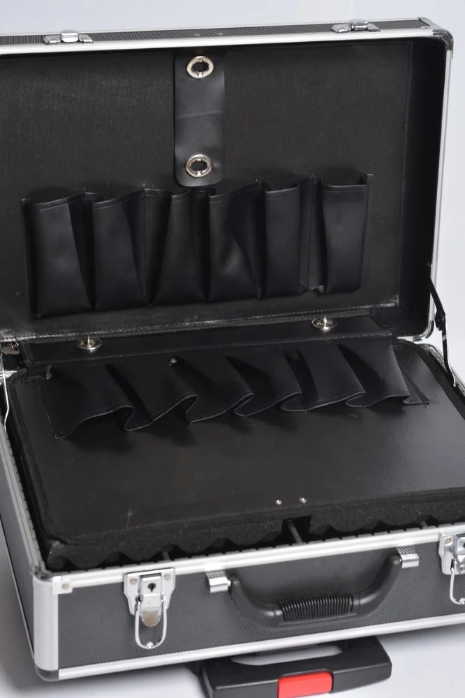 
Black Color Trolley Case For Multi Function Lock Aluminum Storage Tool Box 