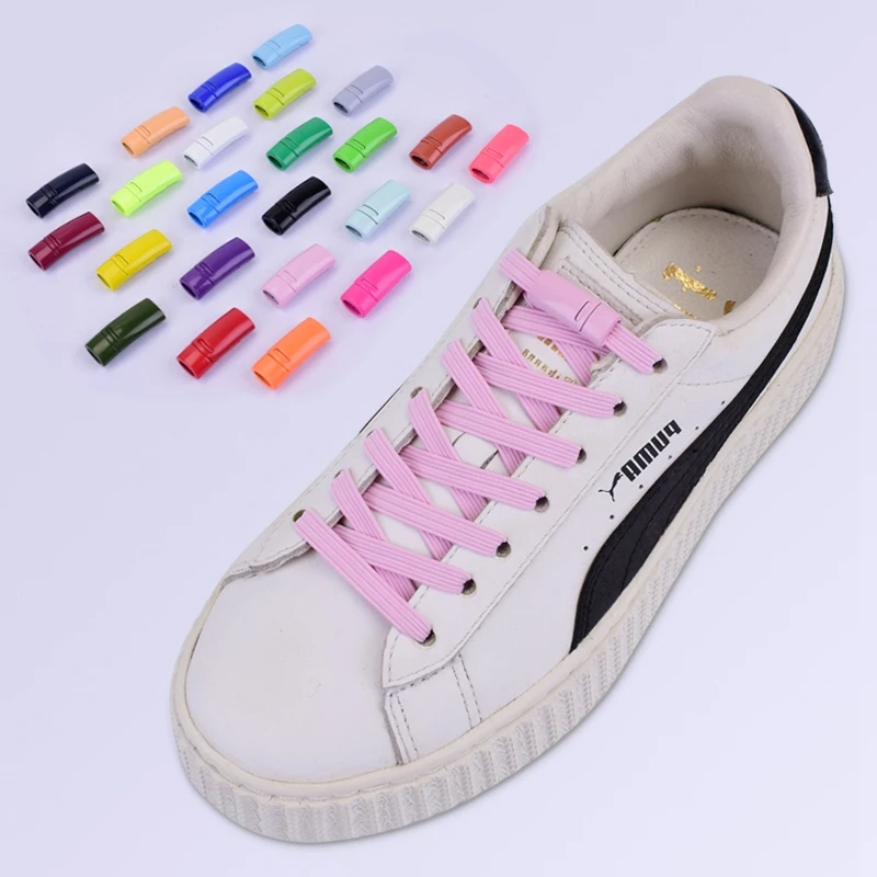 

New Magnetic metal wire lock Shoelaces Leisure Sneakers Lazy Laces For Kids And Adult Sneakers Shoelace Elastic Shoe Laces, 24 colors