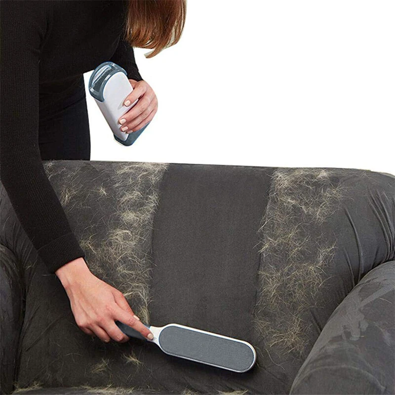 

Pet Dog Hair Fur Removing Brush for Furniture Clothes Self-Cleaning Remover, Grey