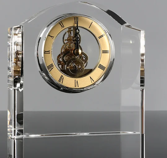 

New Design Dome Shape Crystal Desk Clock for Personalized Photo Engraving, Clear crystal