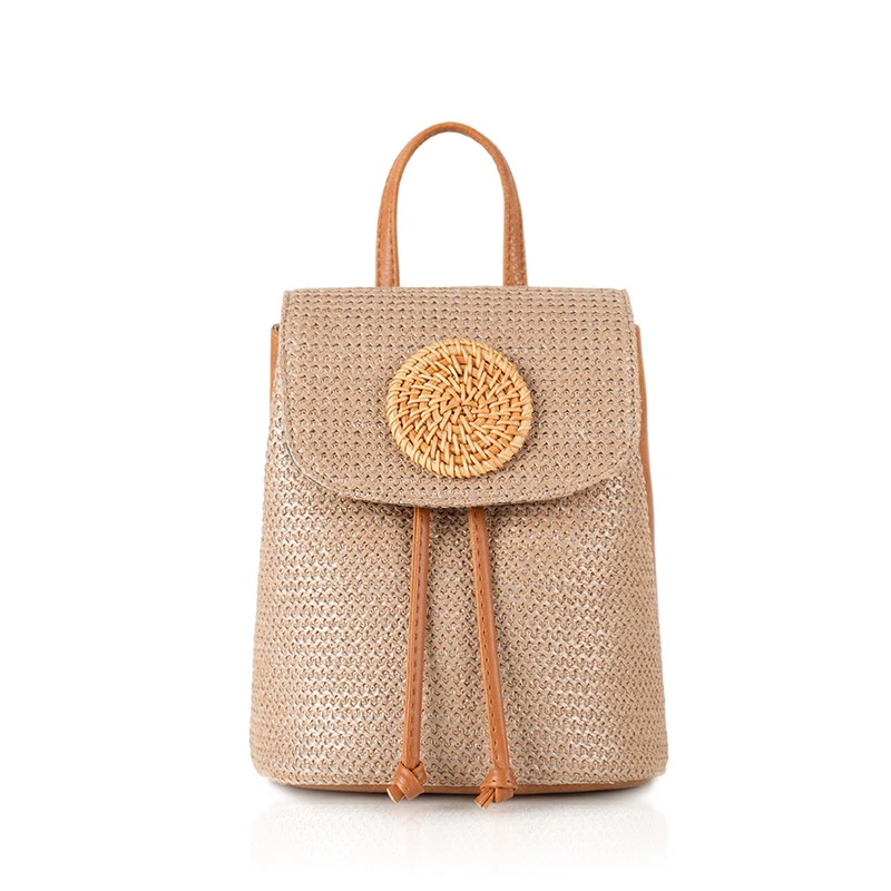 

2021 new backpack women's spring and summer straw woven bag large capacity single shoulder bag bucket lady messenger bag