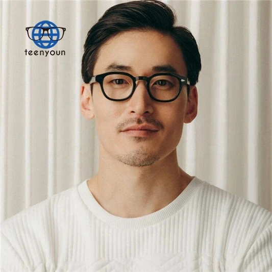 

Teenyoun Eyewear Acetate Frame Transparent Anti Blue Light Lens Eyeglasses Unisex Round Prescription Glasses Eyeglass