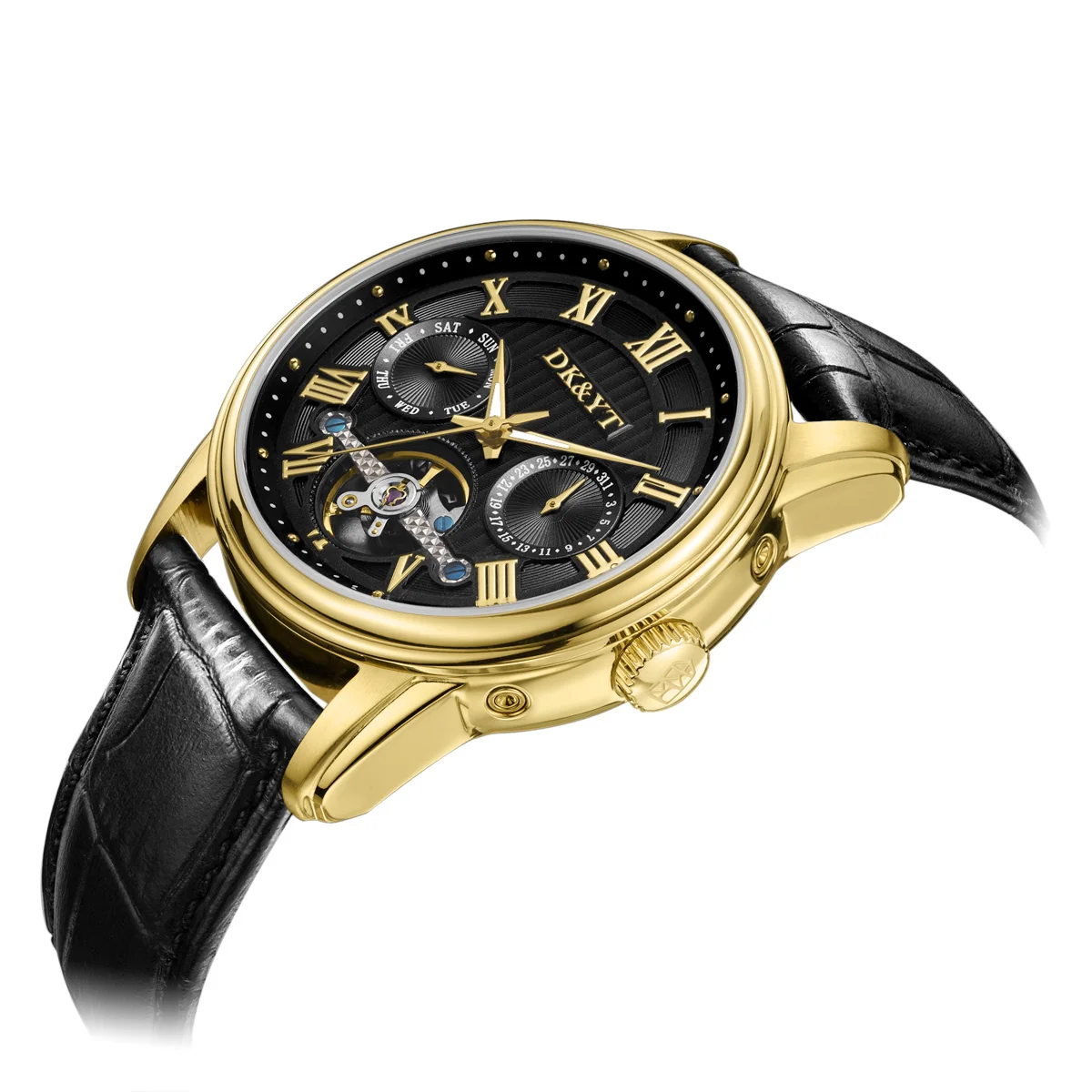

Luxury Men Gold Watch Leather Relogio Masculino for Men Luxury Custom Logo Mechanical Mens Automatic Watch, Customized colors accepted