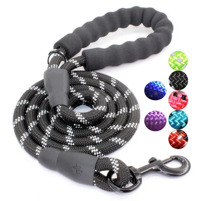 

Durable Rope Twist Lead with Soft Padded Handle and High Reflective Threads for Small, Medium dog running rope leash with light, Customized color