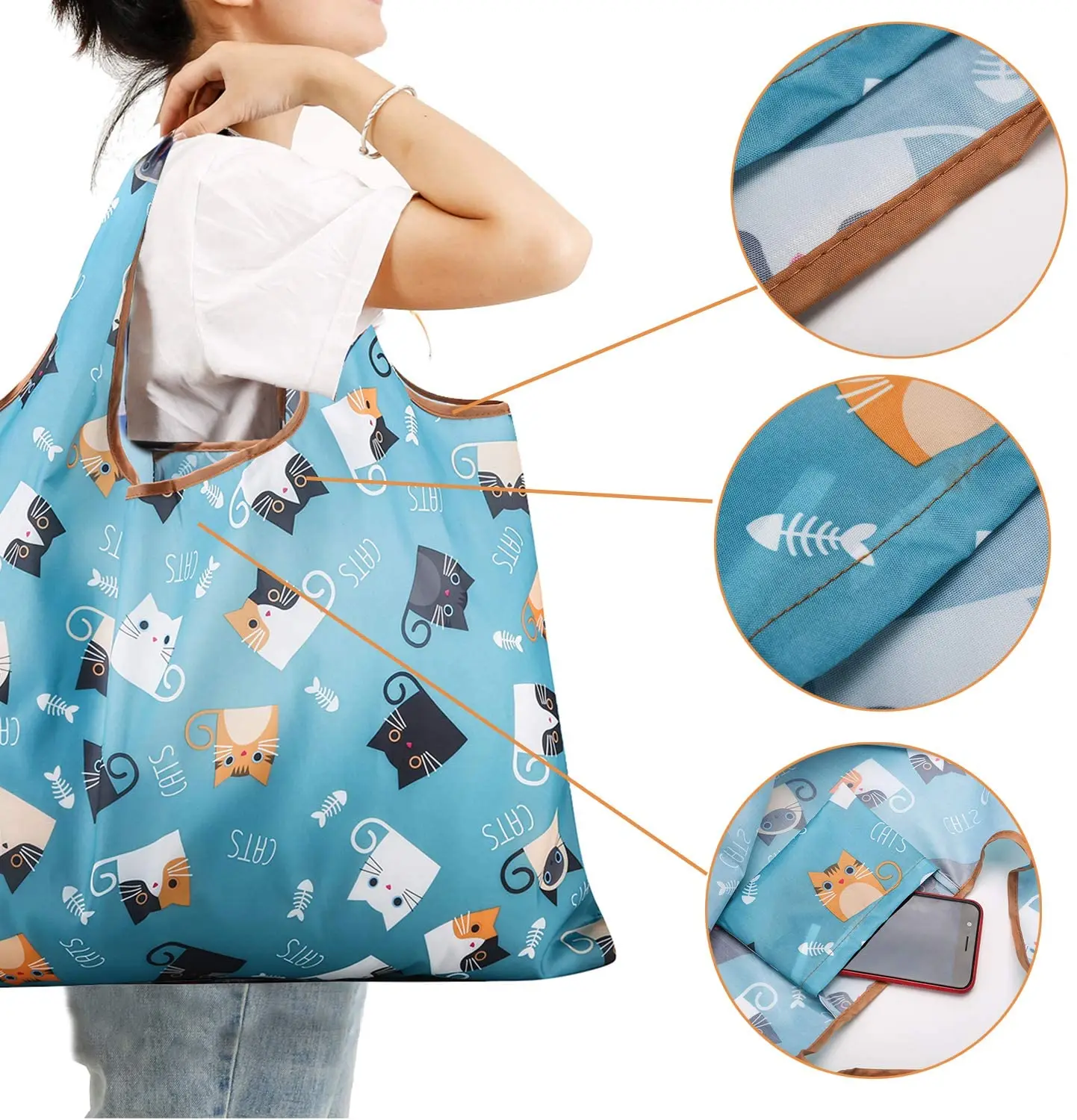 

Shopping Bags Bulk Colorful Shopping Bags for Women, Reusable Foldaway Shopping Bags, Customized