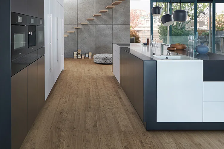 European Style Home Use Black And White Wood Veneer Modern Kitchen Cabinets Design With Island