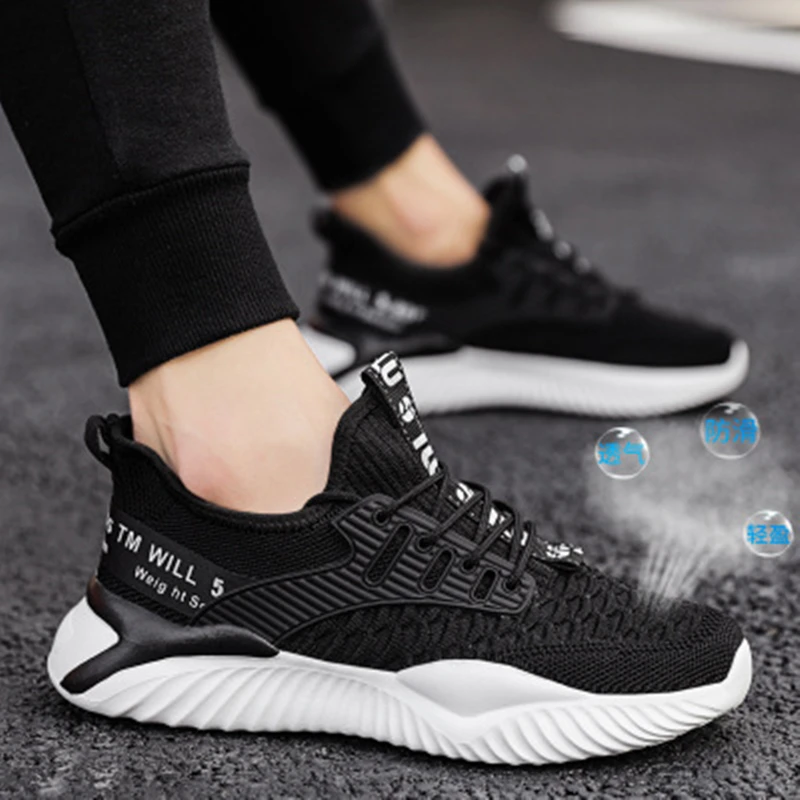 

2020 Fashion Hiking Fly Knitted Outdoor Breathable Sneakers Mesh Sports For Men