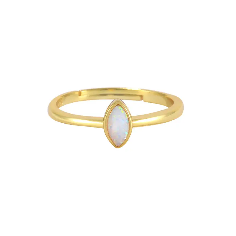 

925 sterling silver ring gemstone eye shape opal gold plated adjustable ring fine jewelry rings for women