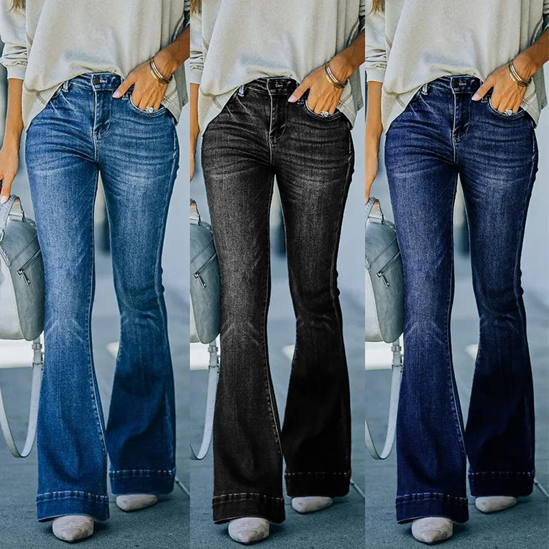 

Amazon Bulk Wholesale Vintage Jeans Blue High Waist Skinny Stacked Pants Denim Jeans Boot Leg Black Flared Bell Bottom Jeans