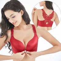 

Hot Sexy Red Seamless Fat Womens Plus Size Bras Beauty Back Front Open Big Size Bra