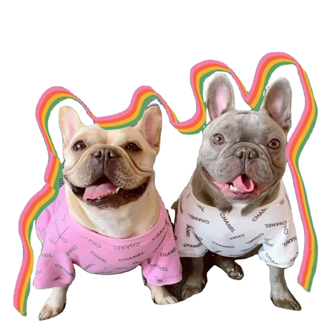 

Luxury designer popupar logo thin velvet cute fat dog pet clothes sweater dog shirt