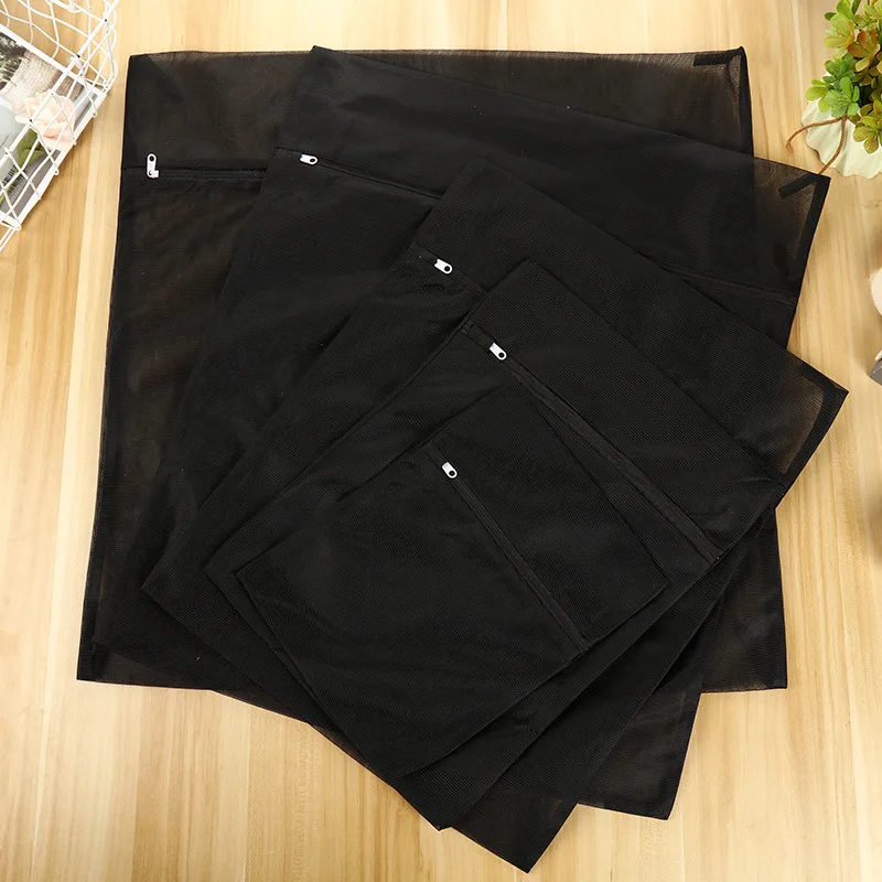 

Black Fine Mesh Laundry Bag Durable Nylon Delicate Mesh Washing Bags Underwear Clothes Protection Zipper Pouches