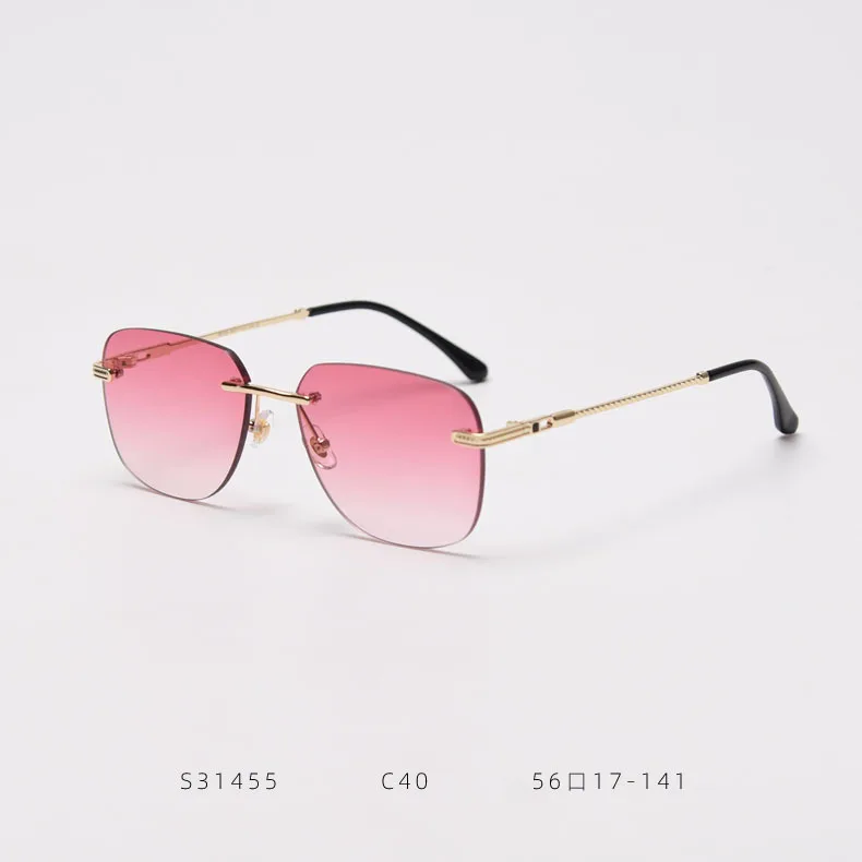

HJ New Trendy Small Size Rectangle Frame less Sun Glasses Polarized Women Men Rimless Ocean TAC Lens Metal Sunglasses