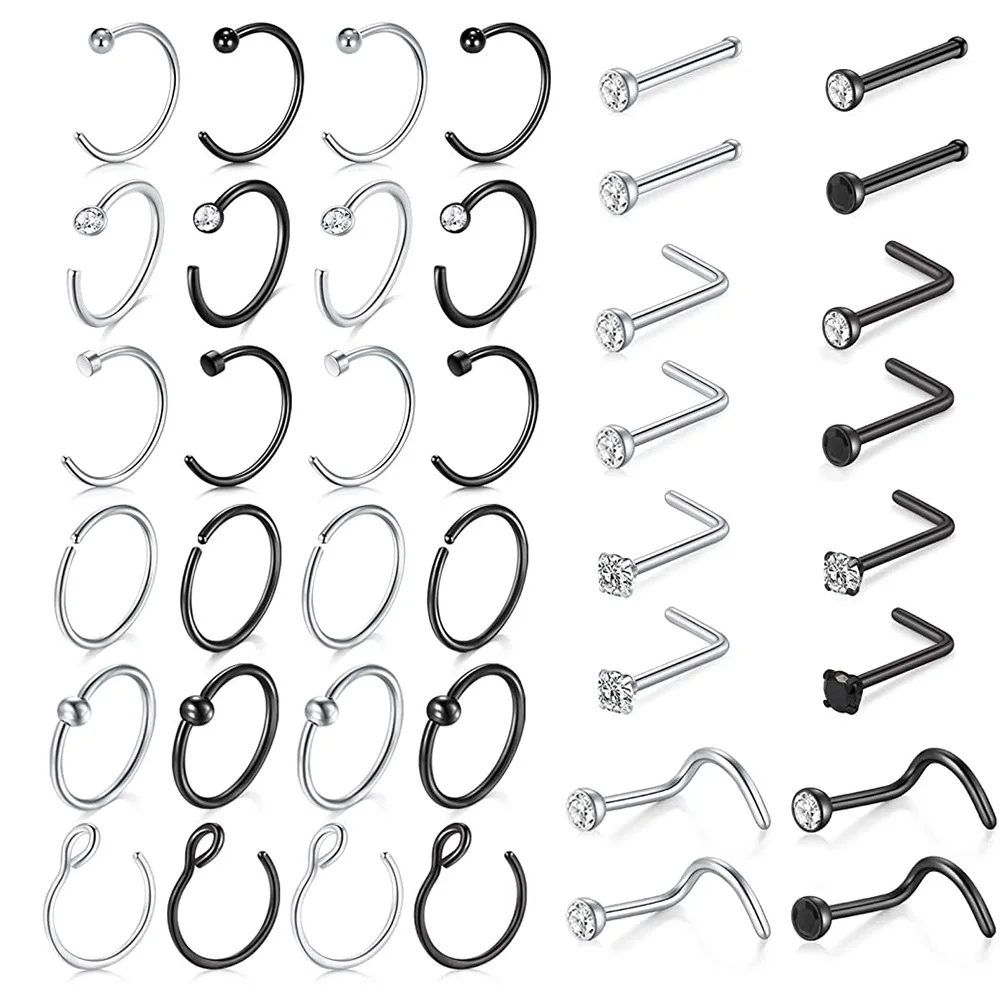 

Stainless Steel Piercing labret Stud Nose ring Nose Stud Body piercing 36pcs jewelry set, As pic