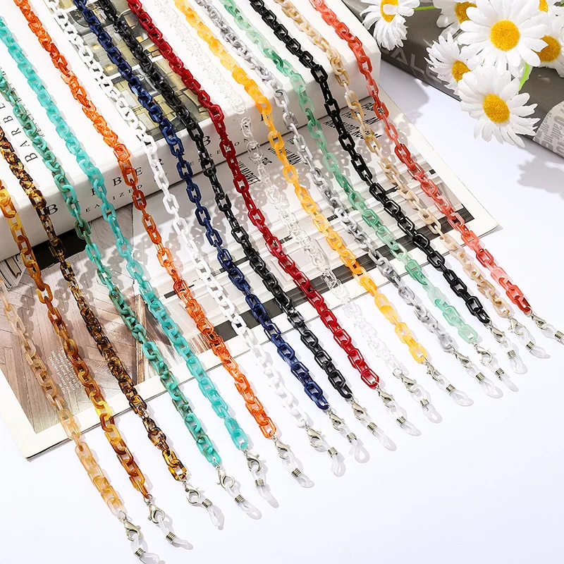 

Amazon Wholesale Glasses Chain Necklace Acrylic Resin Sunglasses Straps Lanyard Face Masking Chain for Men and Women, Colorful