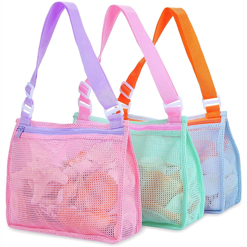 

Beach Toy Mesh Bag Kids Shell Collecting Bag Beach Sand Toy Totes for Holding Shells Beach Toys, Different color