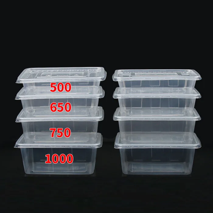 

Microwavable Plastic Rectangle Disposable Take-Out Containers & Boxes with lid 500ml/750ml/1000ml