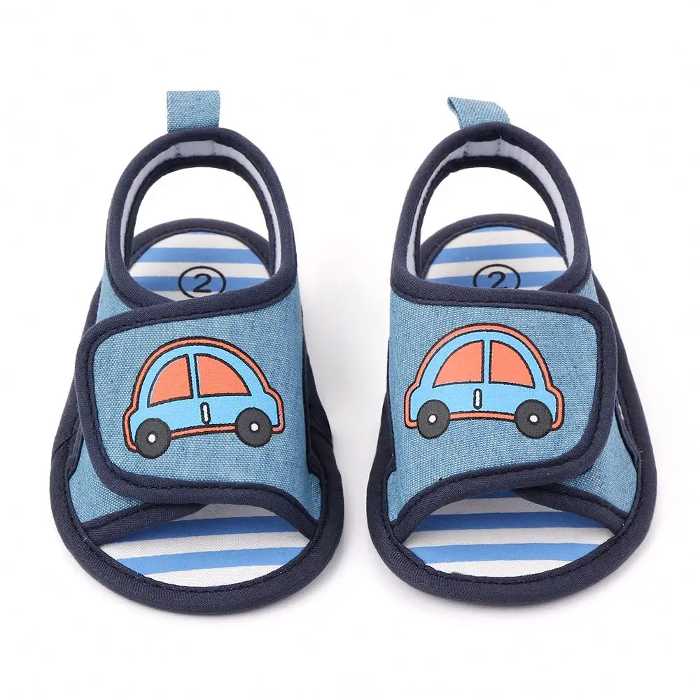 

New arrival hook&loop soft sole newborn baby boy sandals summer, Blue/grey/white