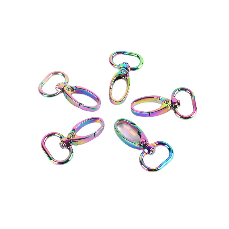 

Dropshipping 20mm Snap Hook Swivel Hook Key Ring Rainbow Keychain (a bag of 10pcs)