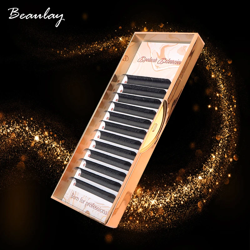 

100% Handmade Russian Volume Eyelashes Extensions Beauty Natural Korea Silk Mink Individual Eye Lahe Soft Eyelash 12Lines /Tray