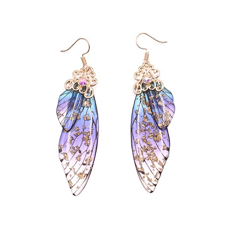 

Fashion Jewelry Drop Earring Translucent Cloth Butterfly Wings Earrings Fairy Simulation Butterfly Wing Hook Earring, As picture display.