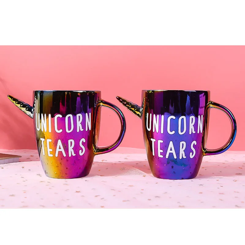 

European luxury cartoon 3D unicorn ceramic mug, White,black