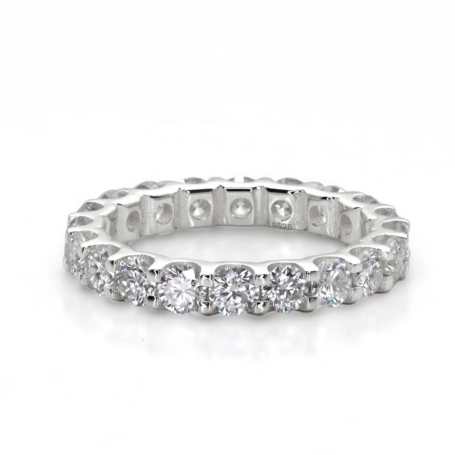 

3MM Moissanite Eternity Band Ring 925 Silver Moissanite Rings Set