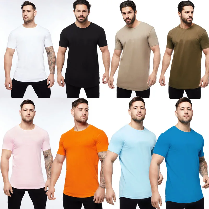 

2021 Custom Logo Multicolor Optional Gym Fitness Fashion Activewear Men High Quality Cotton T Shirt, As picture