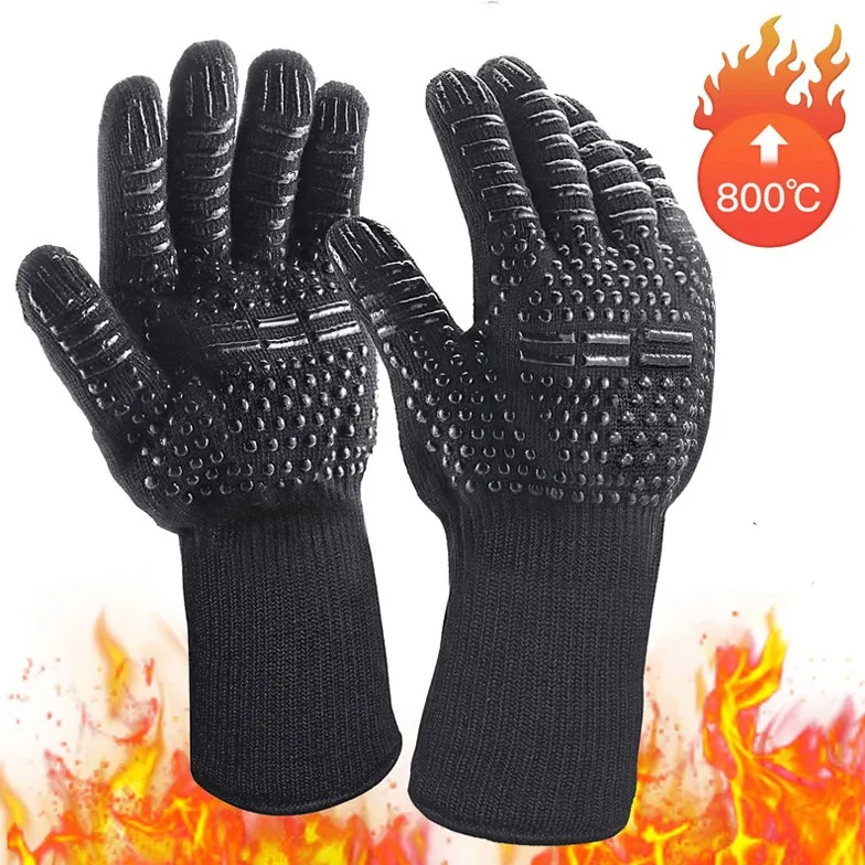 

1472 F Extreme Heat Resistant Gloves for Grill Cooking Grill BBQ Gloves, Black/red