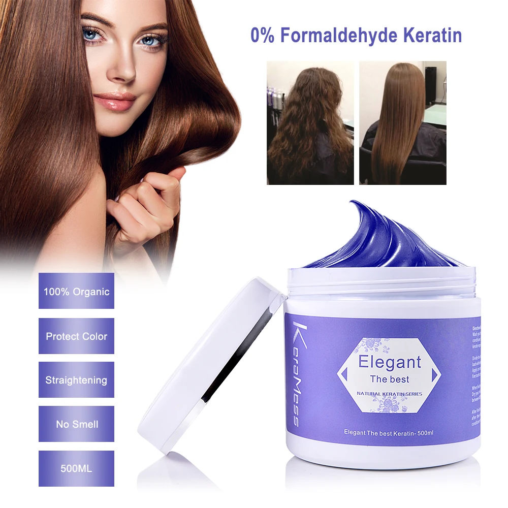 

0% Formaldehyde Organic Brazilian Keratin Hair Smoothing Treatment No Smell KeraMess Brand, Purple cream