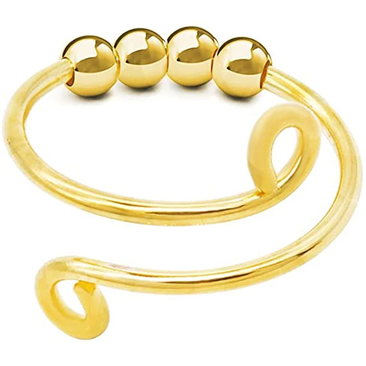 

2021 Adjustable Thin Spinning Beads Rings Anxiety Ring with Beads for Women, As picture shows